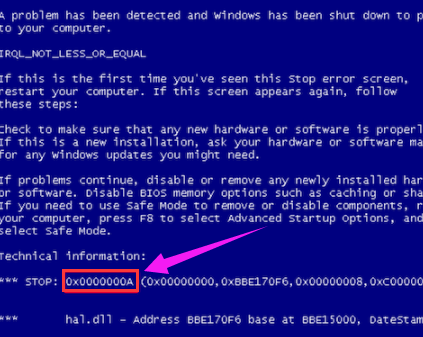蓝屏代码0x000000a怎么解决